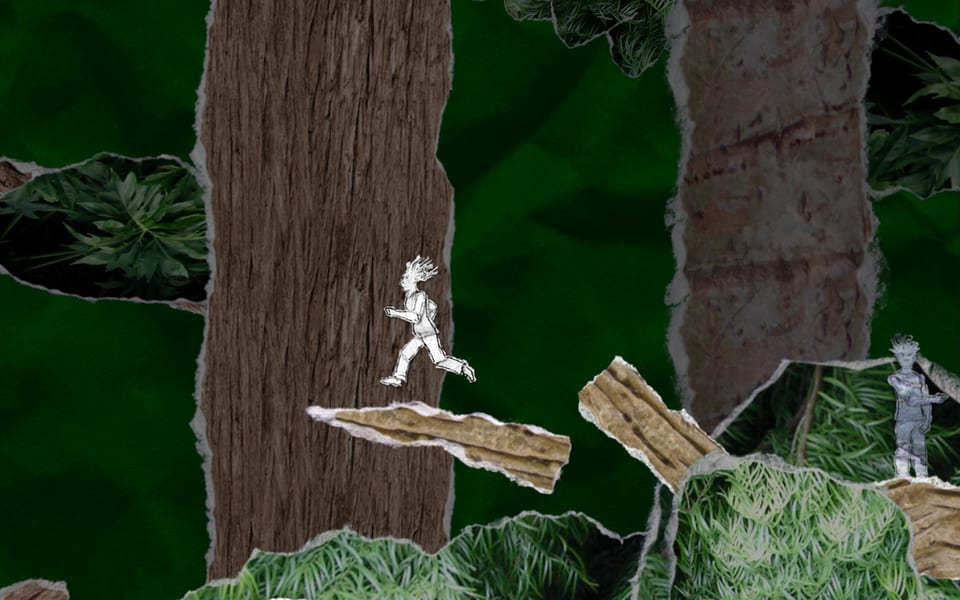 Gameplay screenshot from And Yet It Moves: walking on nothing.
