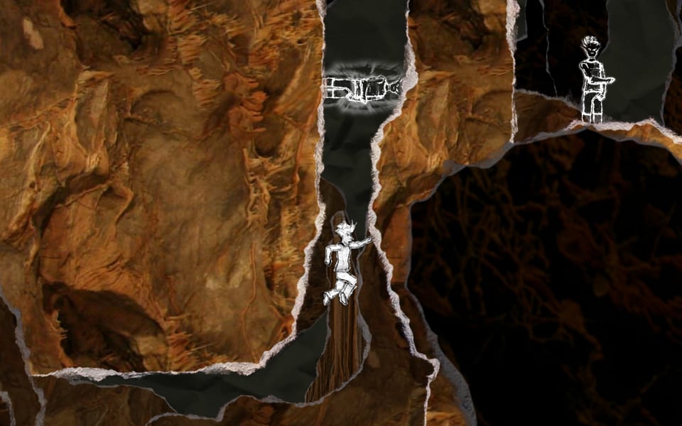 Gameplay screenshot from And Yet It Moves: through a tunnel.