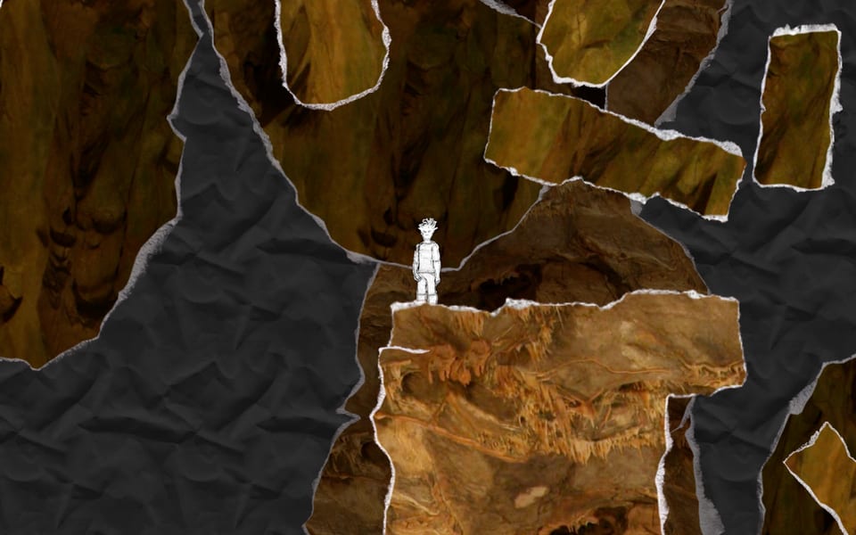 Gameplay screenshot from And Yet It Moves: falling stones.
