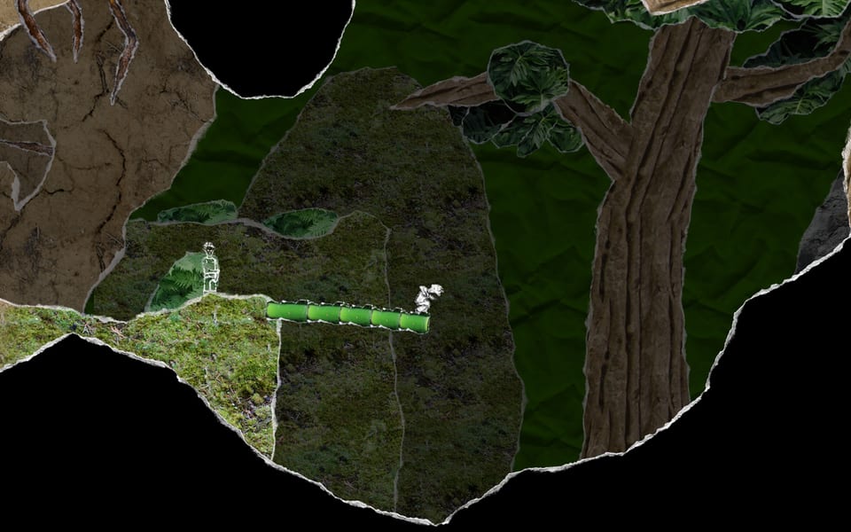 Gameplay screenshot from And Yet It Moves: tramping.