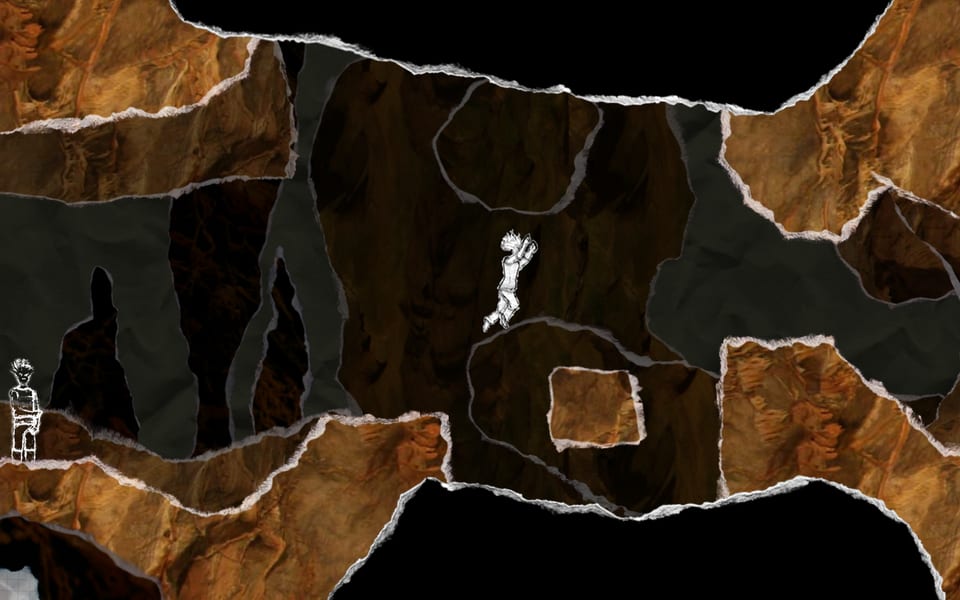 Gameplay screenshot from And Yet It Moves: over the ripped edge.