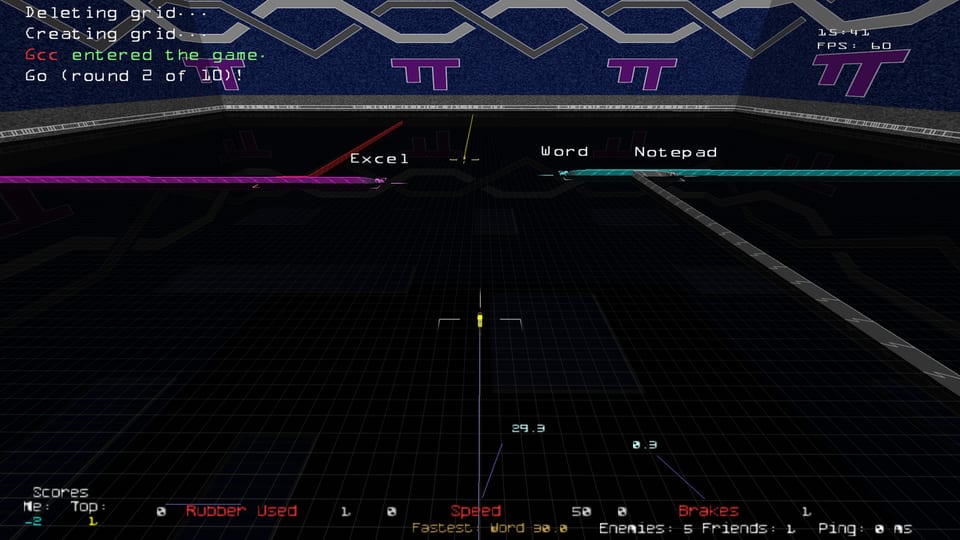 Gameplay screenshot from Armagetron Advanced.