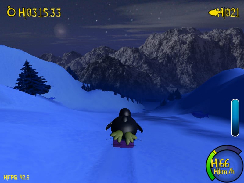 Gameplay screenshot from Extreme Tux Racer: event mode.