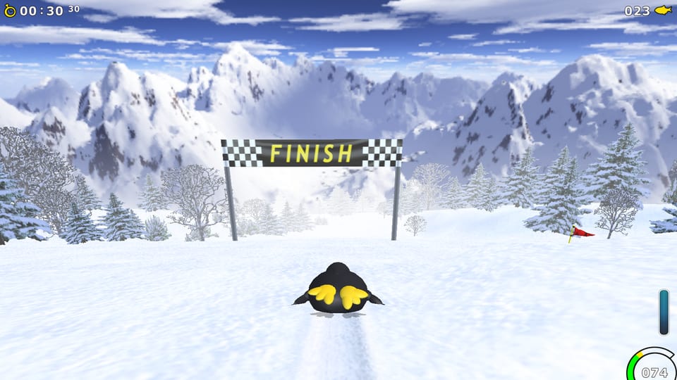 Gameplay screenshot from Extreme Tux Racer: Bunny Hill.