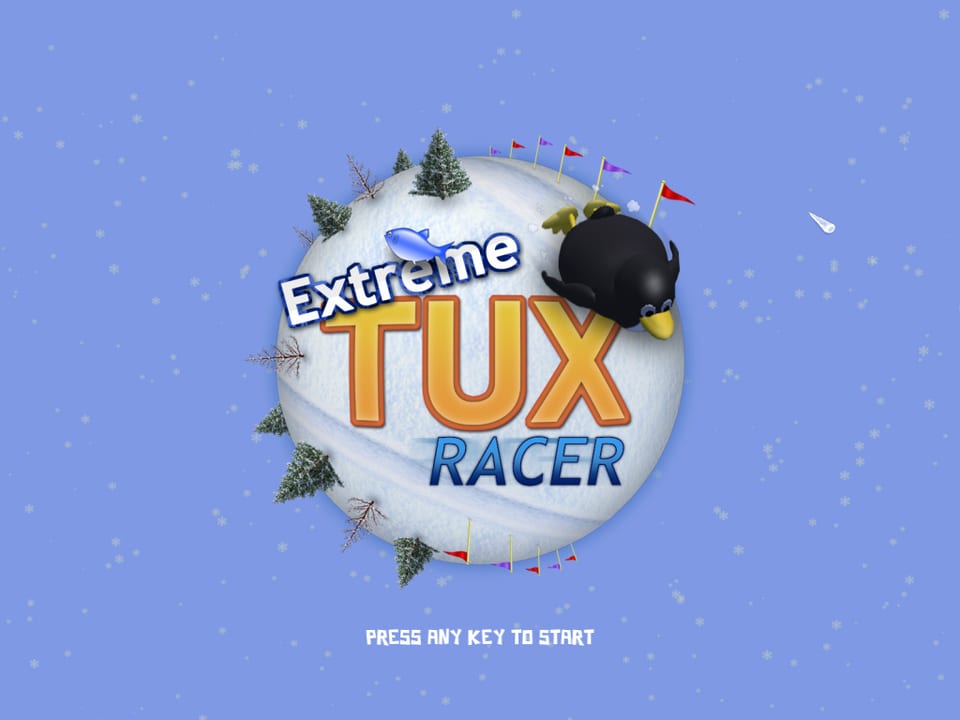 Extreme Tux Racer title screen.