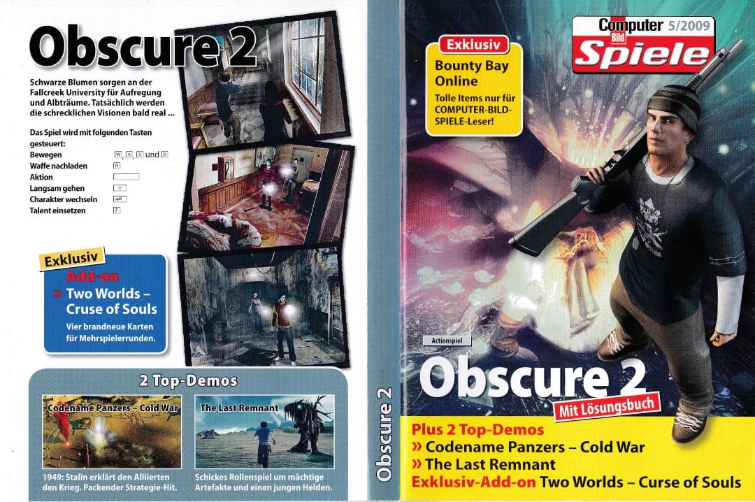 Computer Bild Spiele 5/2009 Gold DVD sleeve featuring Obscure 2.